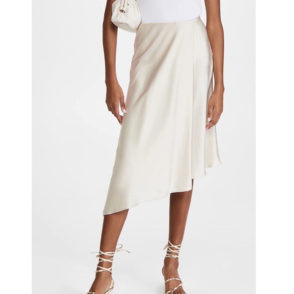 Alice + Olivia Cream Asymmetric Midi Skirt